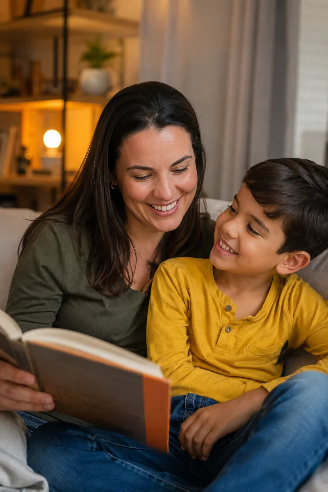 Mãe e filho em consulta médica